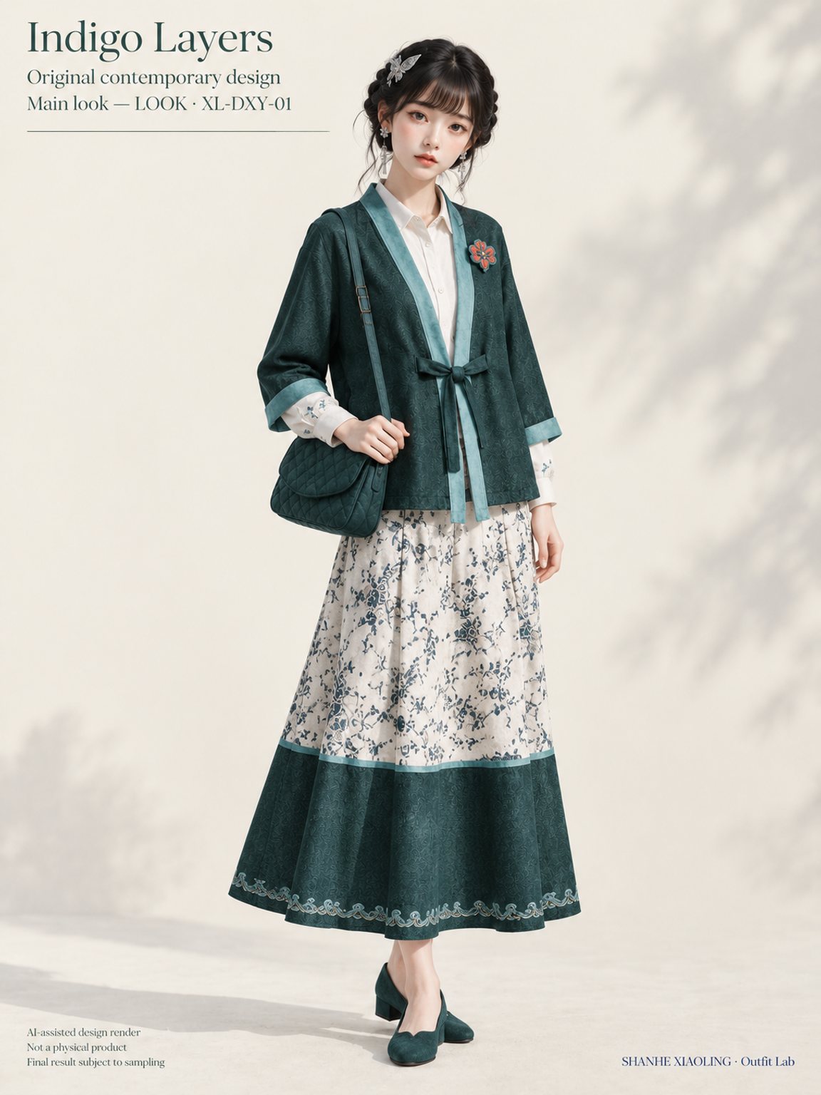 Indigo Layers — Woven · Embroidery · Quilted · Mixed — Yarn + cloth · Cotton-linen · Wool · Twill · Embroidery thread · ground cloth · Quilted cotton · Wadding