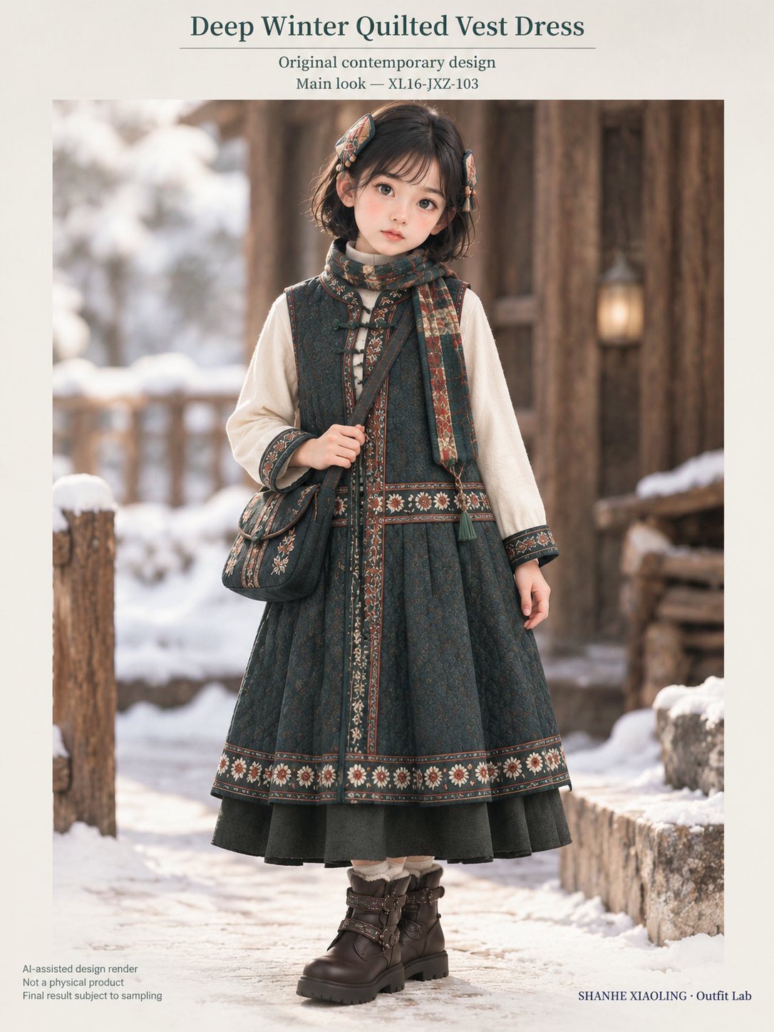 Deep Winter Quilted Vest Dress — Woven · Quilted · Mixed — Quilted cotton · Wadding · Cotton-linen · Wool · Twill · Yarn + cloth