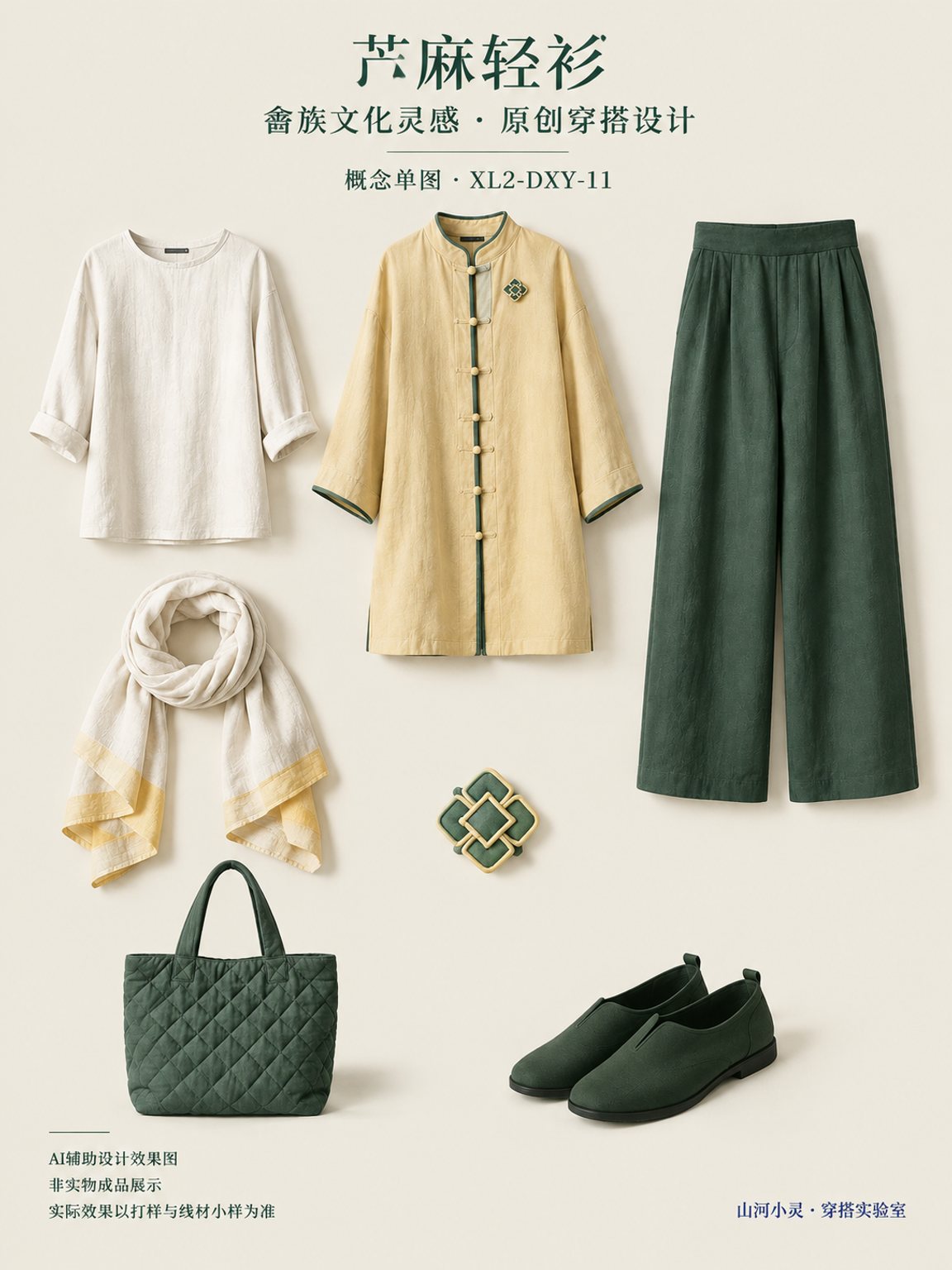 苎麻轻衫｜畲族 · 凤凰霓裳｜梭织 · 混材 · 绗缝｜棉麻 · 羊毛呢 · 斜纹布 · 纱线＋布料 · 绗缝棉 · 填充