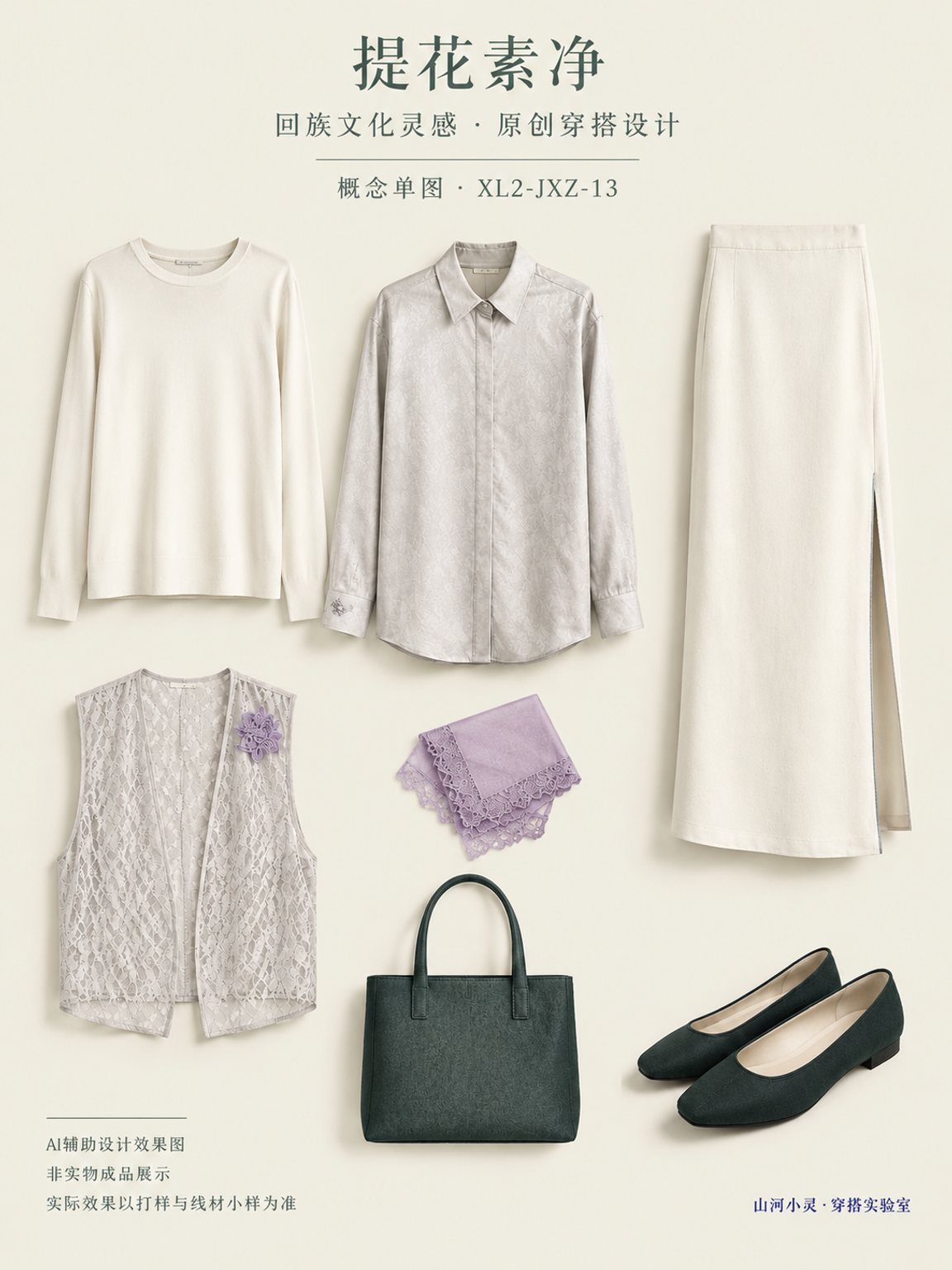 提花素净｜回族 · 新月回韵｜刺绣 · 梭织 · 蕾丝薄纱｜绣线 · 底布 · 棉麻 · 羊毛呢 · 斜纹布 · 蕾丝 · 薄纱