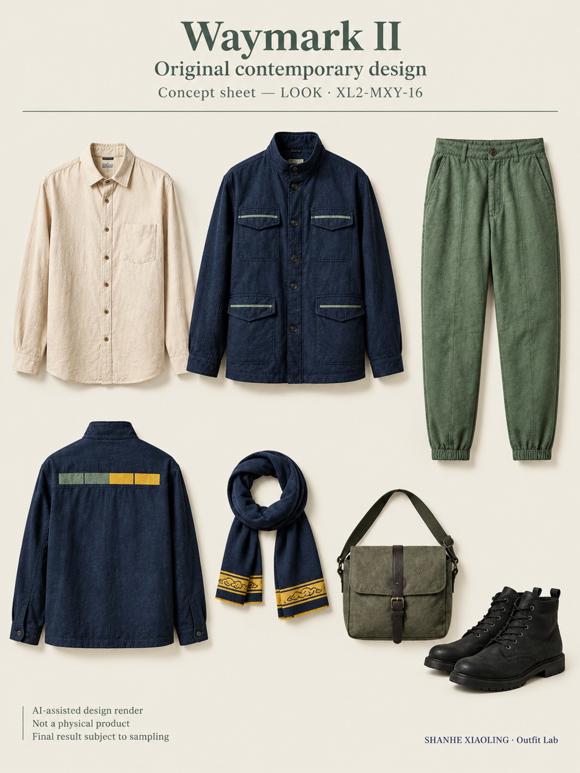 Waymark II — Woven · Mixed — Cotton-linen · Wool · Twill · Yarn + cloth