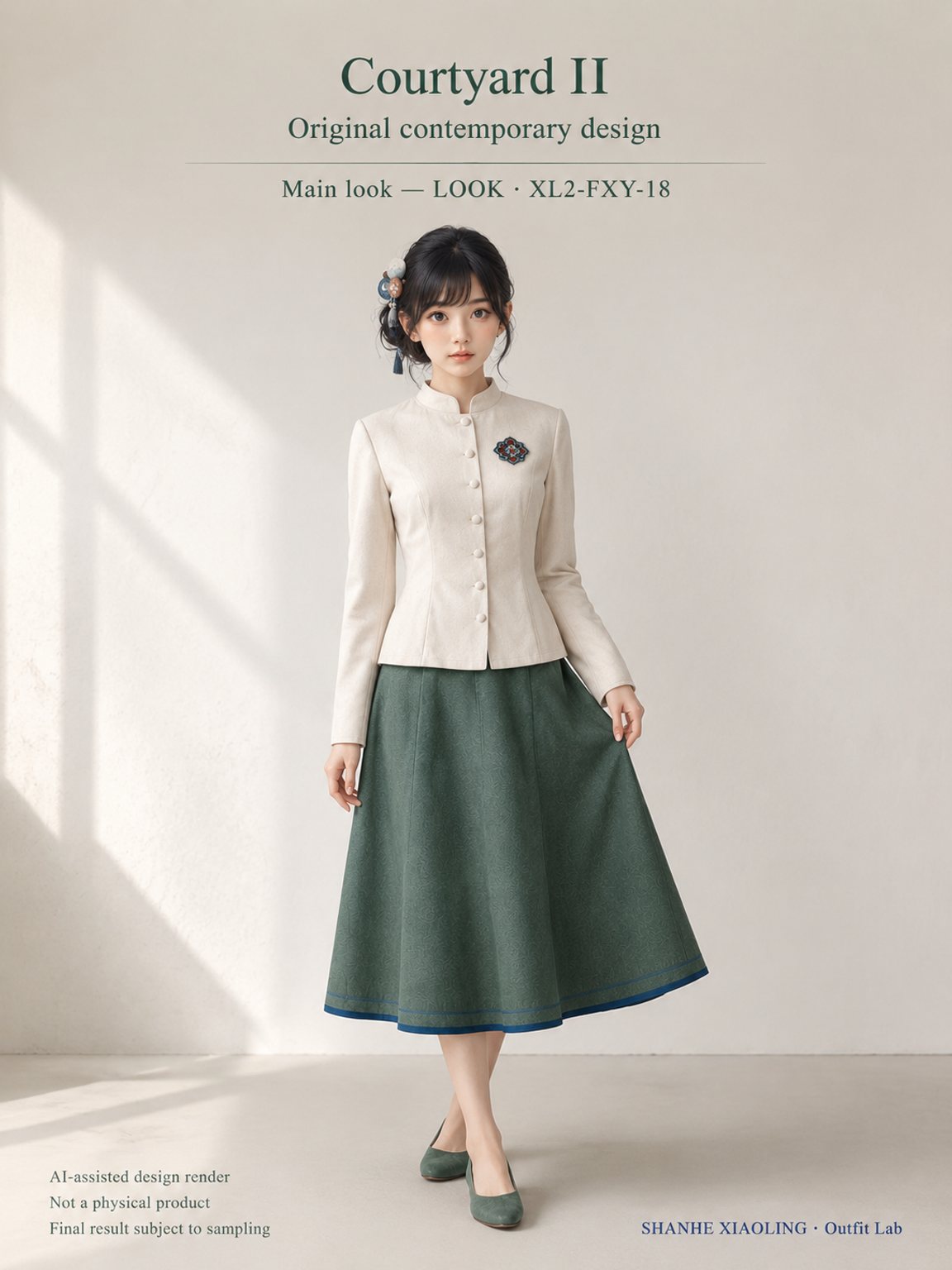 Courtyard II — Woven · Embroidery — Cotton-linen · Wool · Twill · Embroidery thread · ground cloth