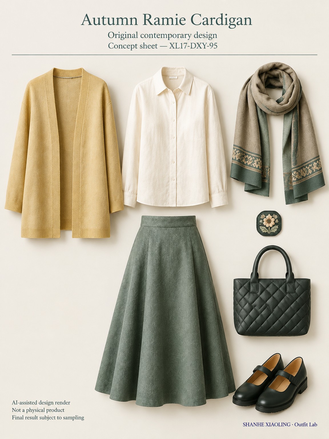 Autumn Ramie Cardigan — Woven · Embroidery · Quilted · Mixed — Cotton-linen · Wool · Twill · Yarn + cloth · Embroidery thread · ground cloth · Quilted cotton · Wadding