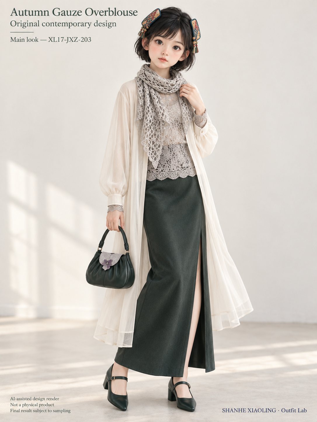 Autumn Gauze Overblouse — Woven · Lace/Gauze · Mixed — Lace · Gauze · Cotton-linen · Wool · Twill · Yarn + cloth