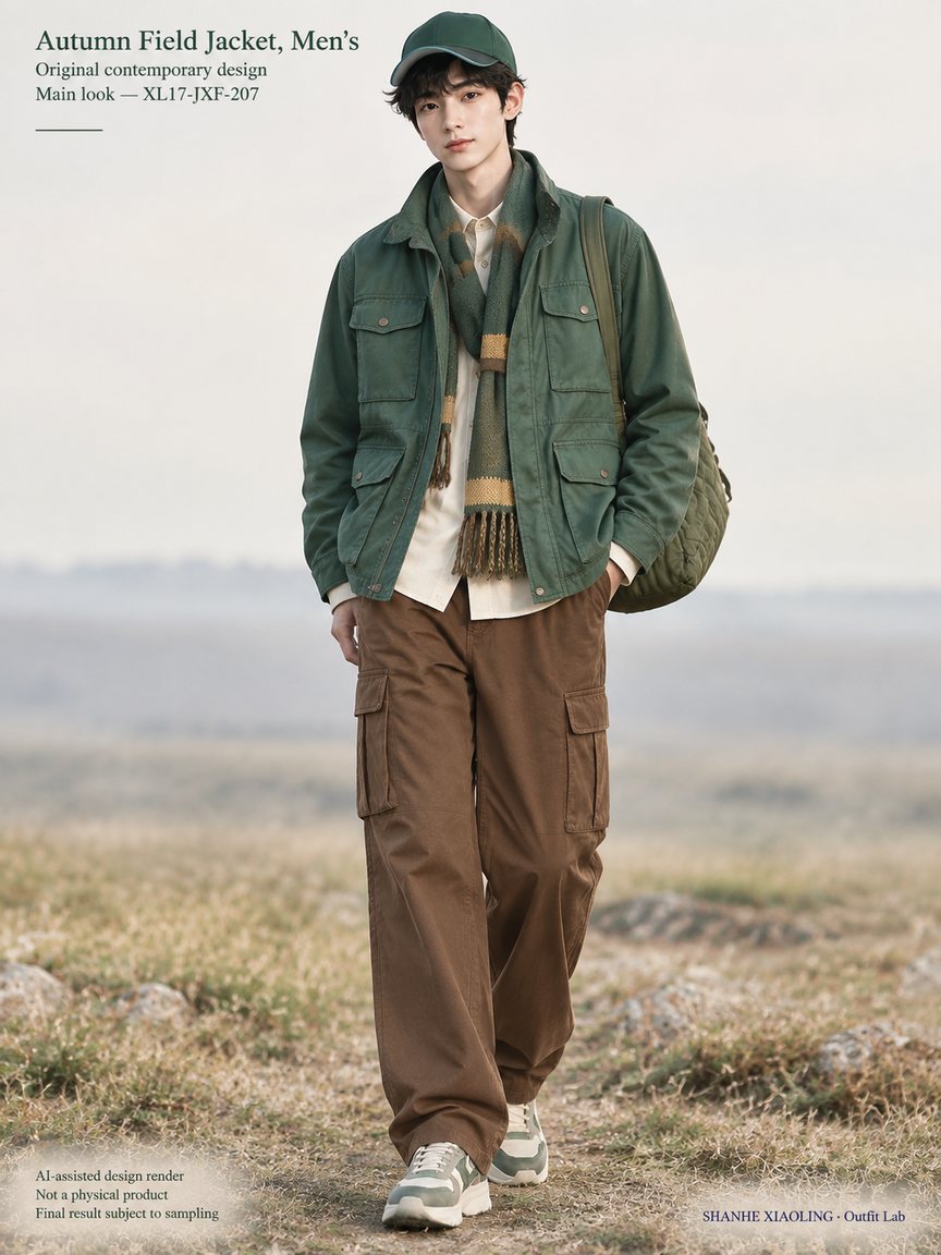 Autumn Field Jacket, Men's — Woven · Quilted · Mixed — Cotton-linen · Wool · Twill · Yarn + cloth · Quilted cotton · Wadding