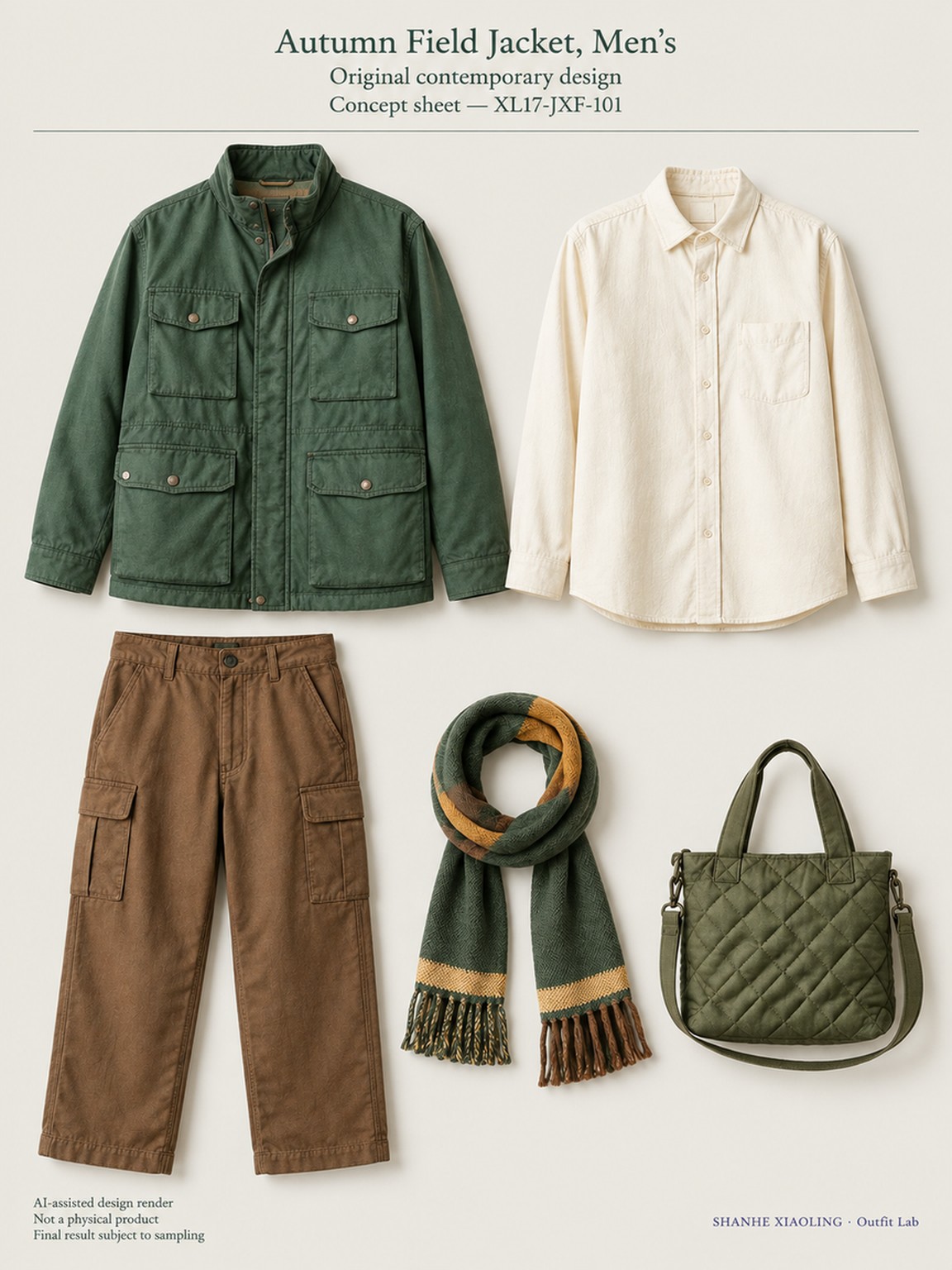 Autumn Field Jacket, Men's — Woven · Quilted · Mixed — Cotton-linen · Wool · Twill · Yarn + cloth · Quilted cotton · Wadding