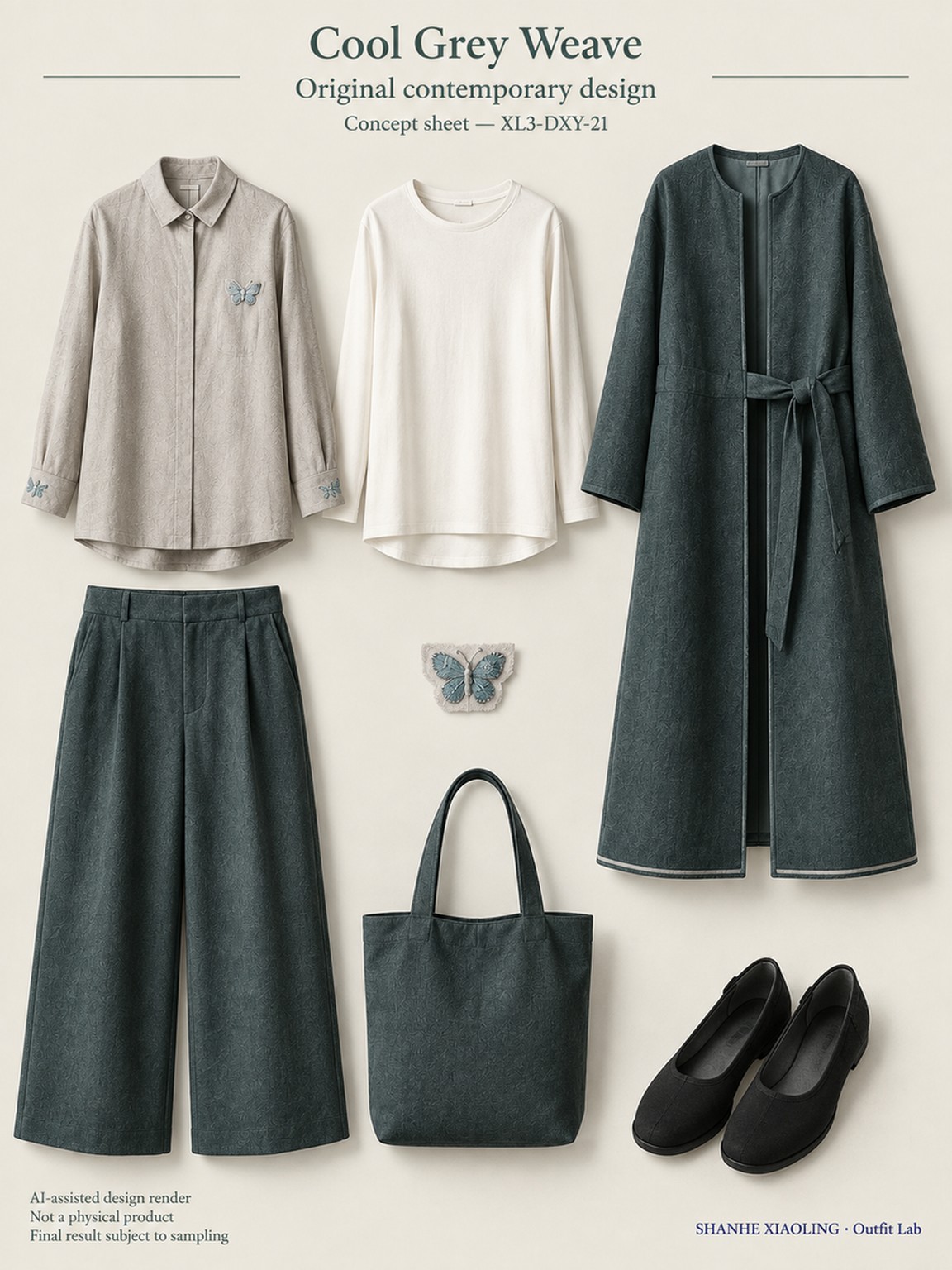 Cool Grey Weave — Woven · Embroidery — Embroidery thread · ground cloth · Cotton-linen · Wool · Twill