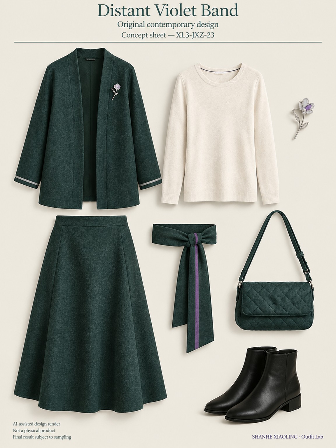 Distant Violet Band — Woven · Quilted · Mixed — Cotton-linen · Wool · Twill · Yarn + cloth · Quilted cotton · Wadding