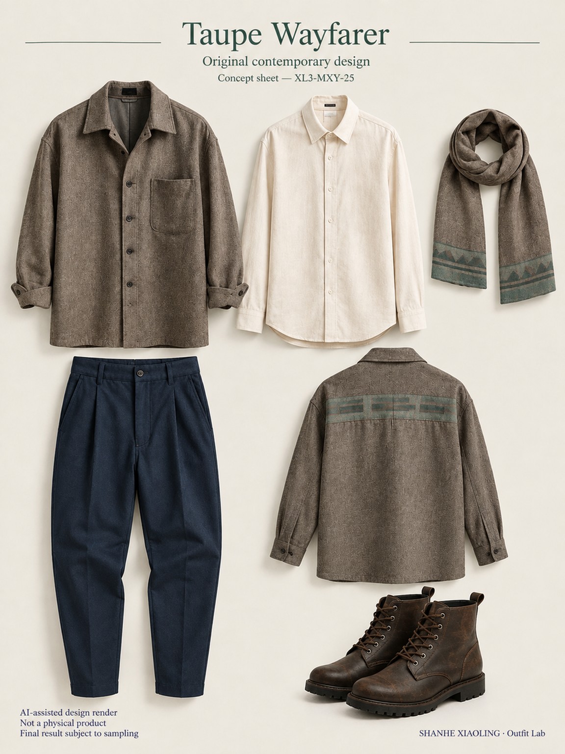 Taupe Wayfarer — Woven · Mixed — Cotton-linen · Wool · Twill · Yarn + cloth