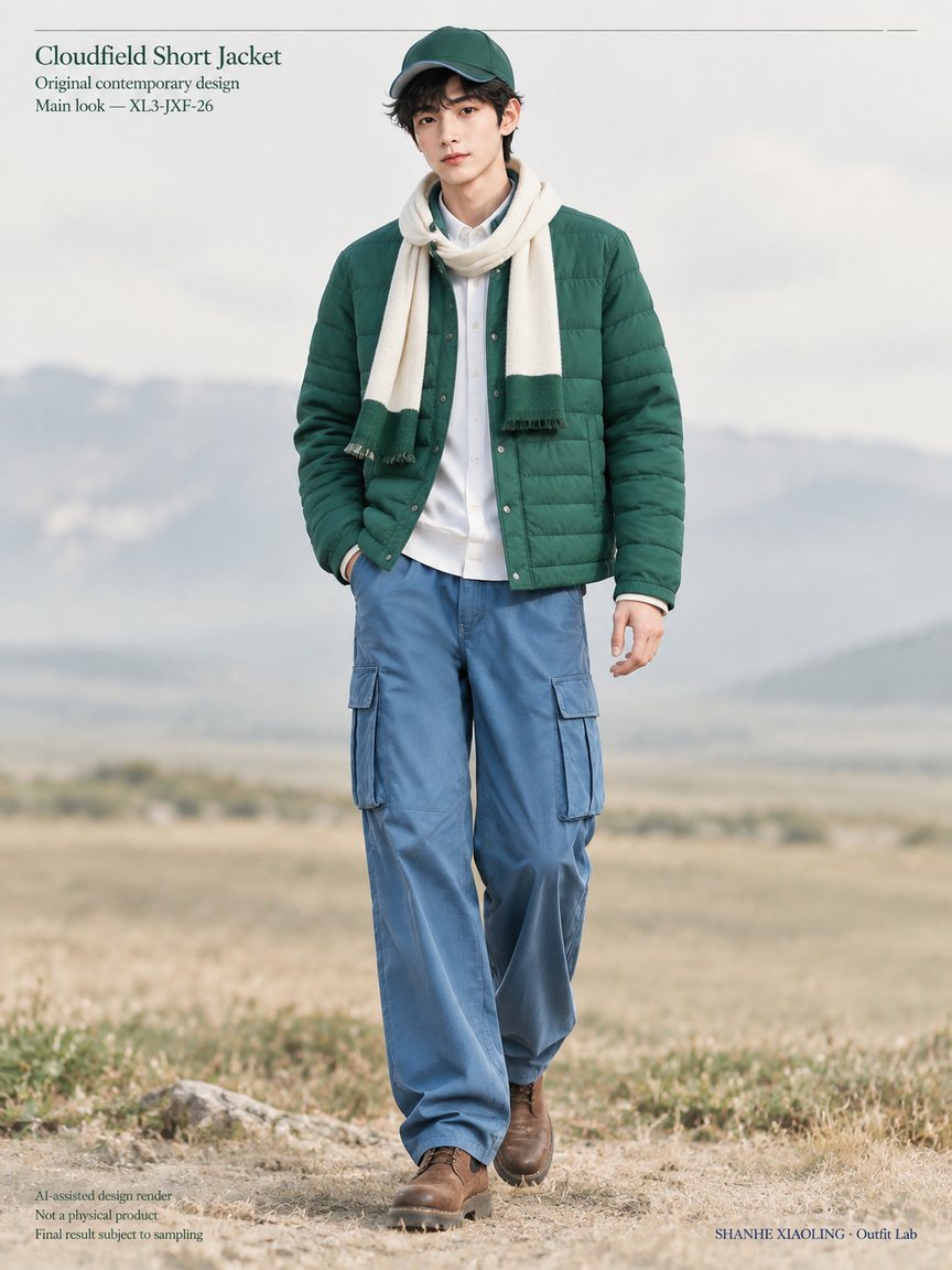 Cloudfield Short Jacket — Woven · Quilted · Mixed — Quilted cotton · Wadding · Cotton-linen · Wool · Twill · Yarn + cloth