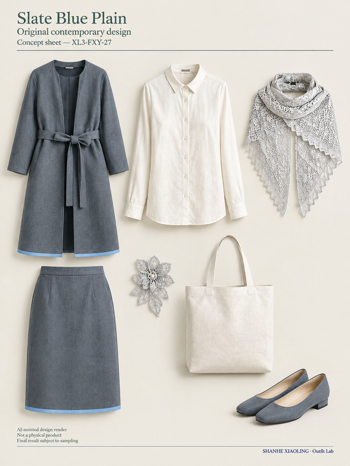 Slate Blue Plain — Woven · Lace/Gauze — Cotton-linen · Wool · Twill · Lace · Gauze