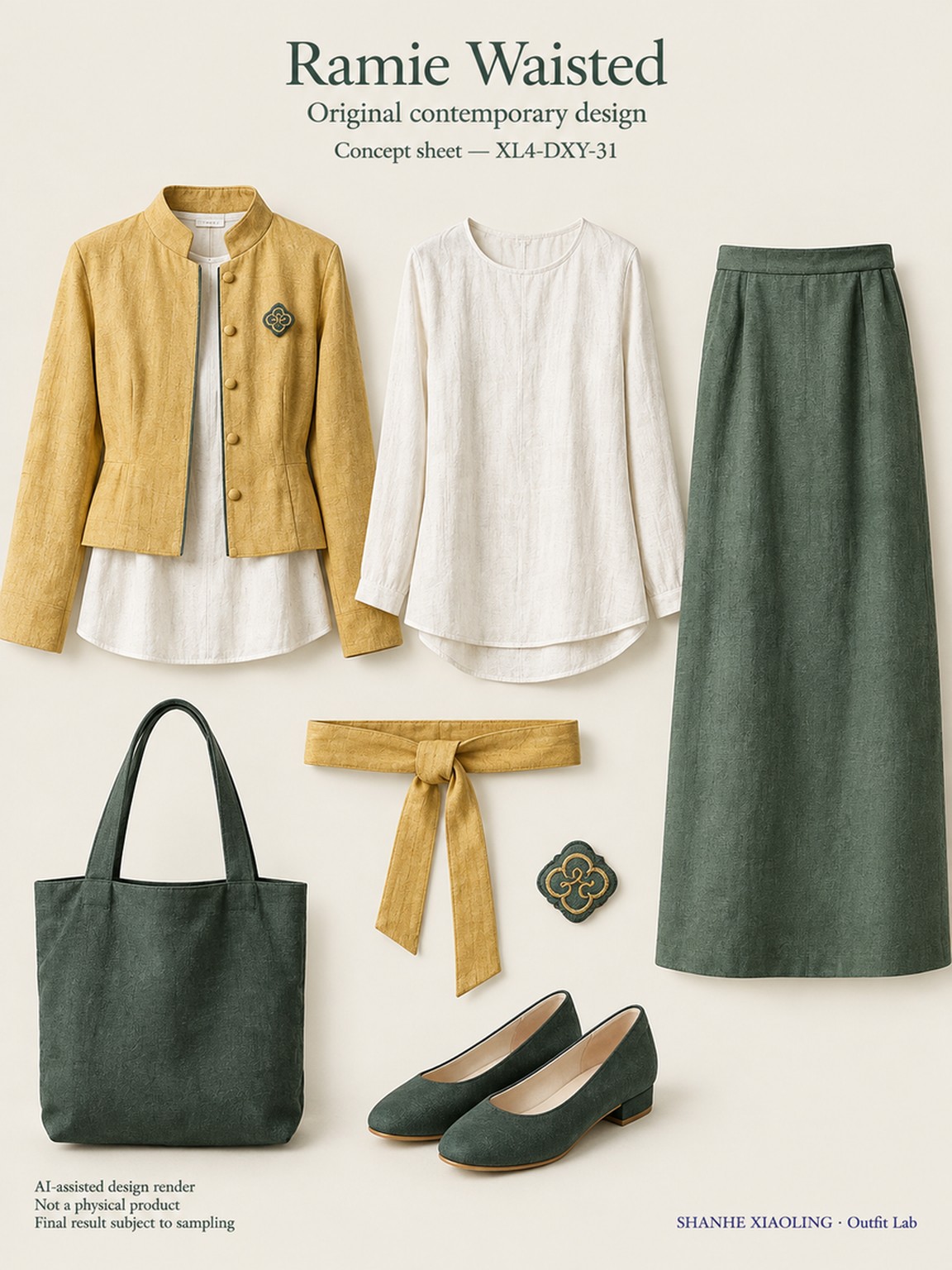 Ramie Waisted — Woven · Embroidery — Cotton-linen · Wool · Twill · Embroidery thread · ground cloth