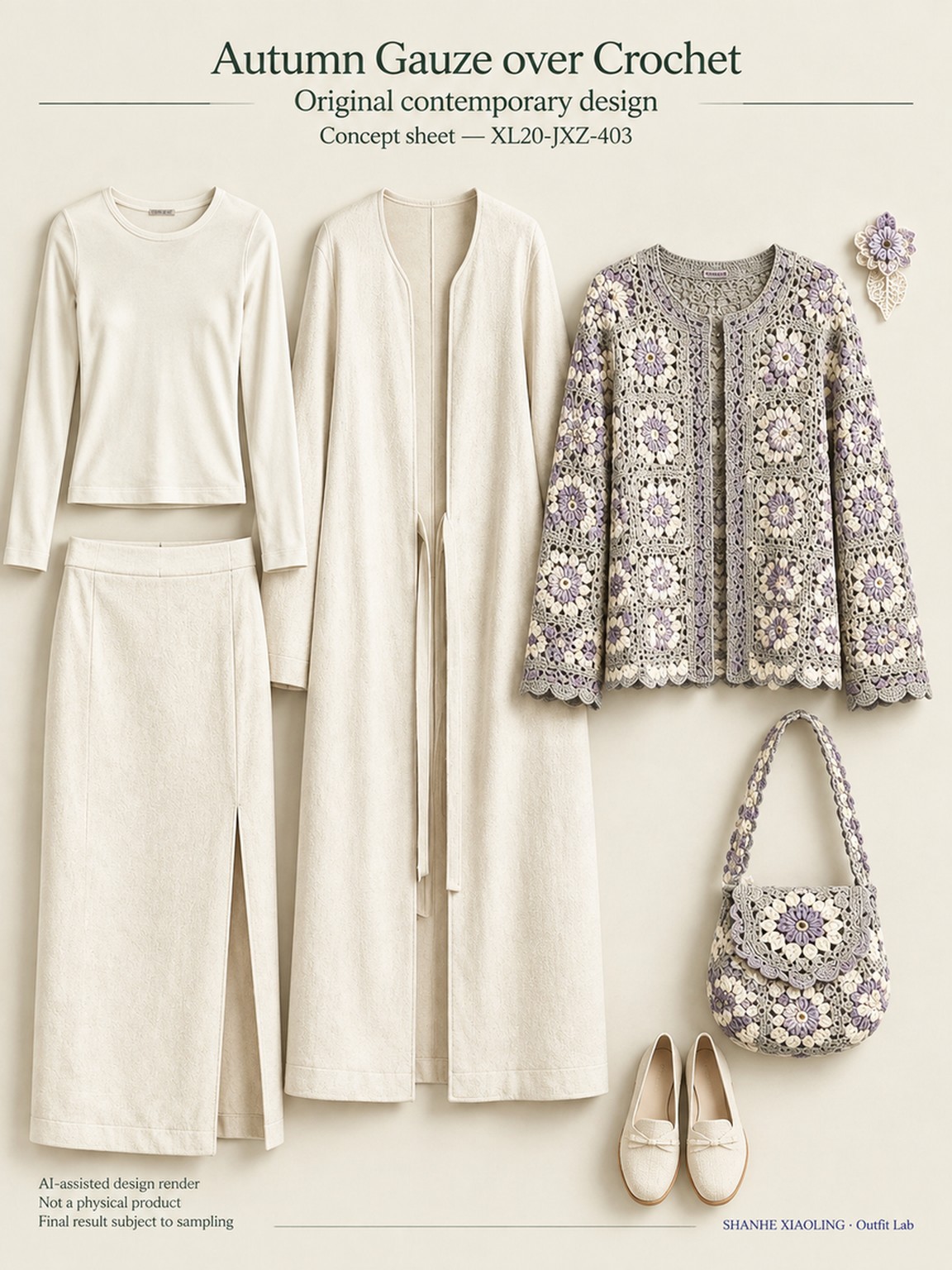 Autumn Gauze over Crochet — Woven · Lace/Gauze — Cotton-linen · Wool · Twill · Lace · Gauze