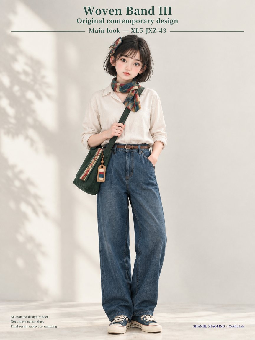 Woven Band III — Woven · Embroidery — Cotton-linen · Wool · Twill · Embroidery thread · ground cloth