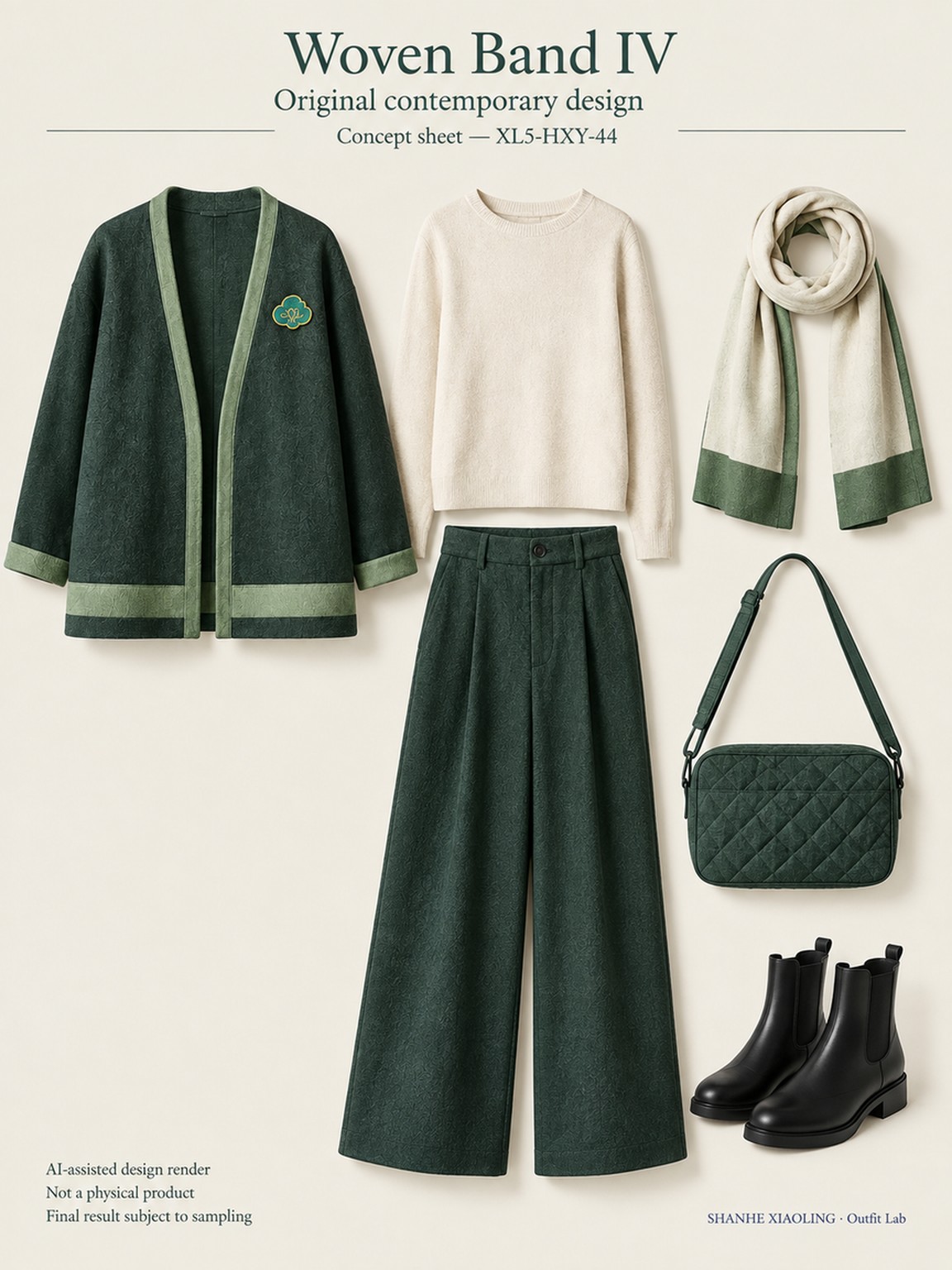Woven Band IV — Woven · Quilted · Mixed — Yarn + cloth · Cotton-linen · Wool · Twill · Quilted cotton · Wadding