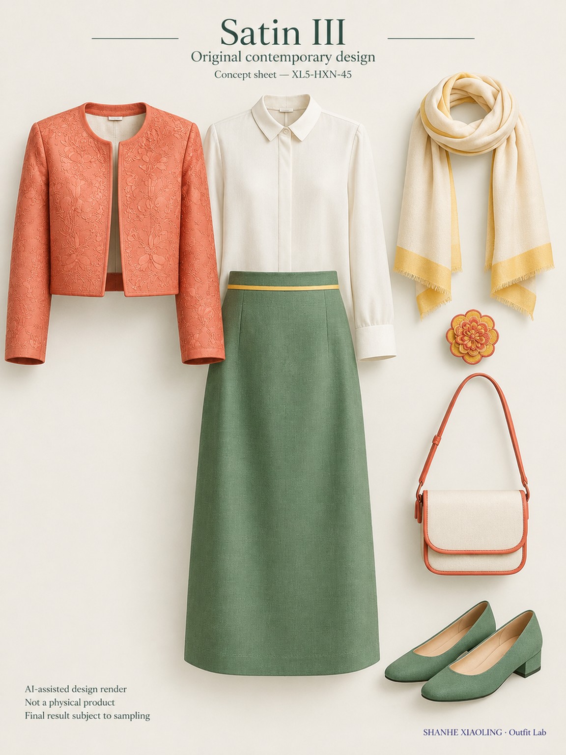 Satin III — Woven · Embroidery · Mixed — Embroidery thread · ground cloth · Cotton-linen · Wool · Twill · Yarn + cloth
