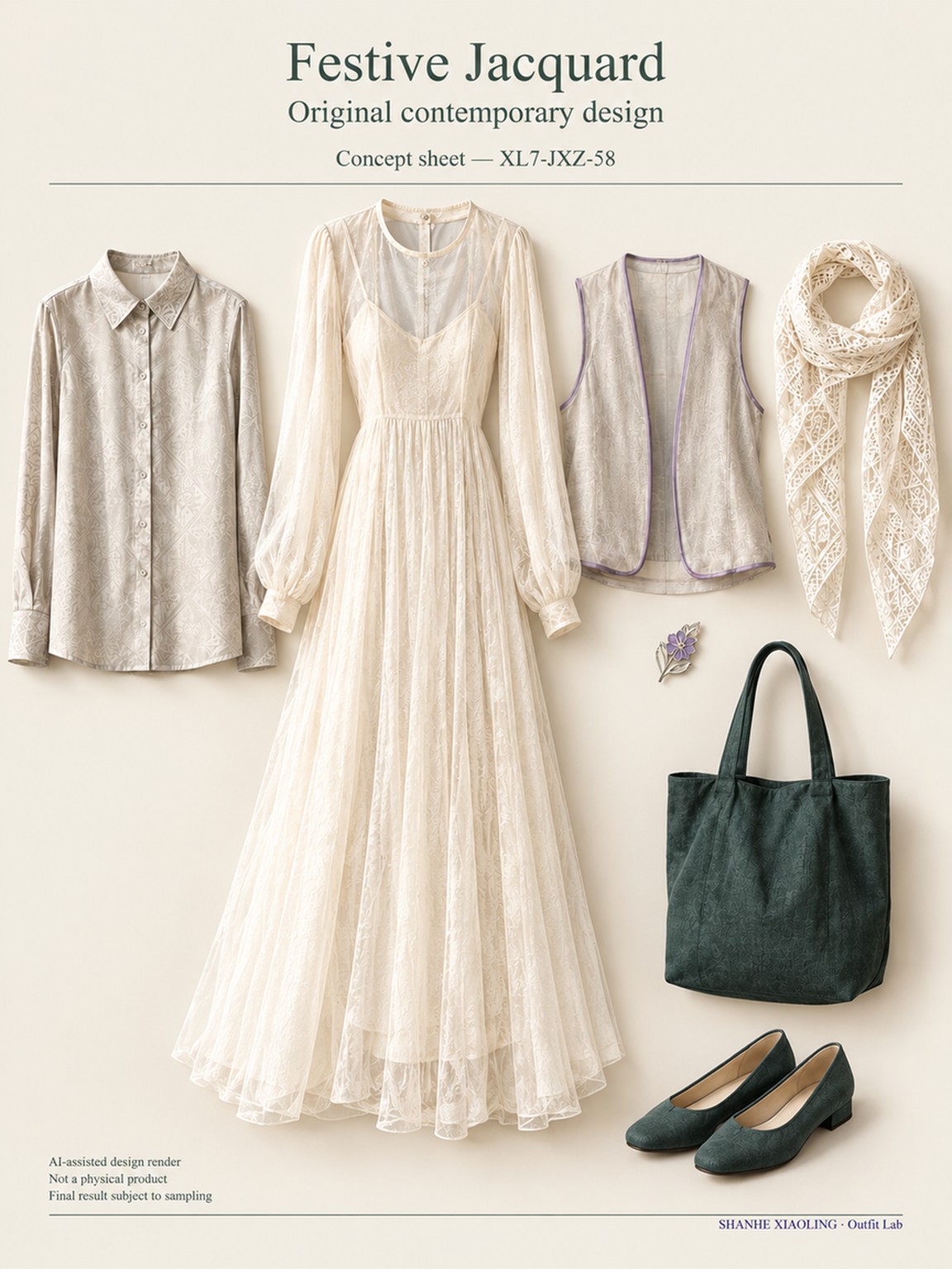 Festive Jacquard — Lace/Gauze · Embroidery — Embroidery thread · ground cloth · Lace · Gauze