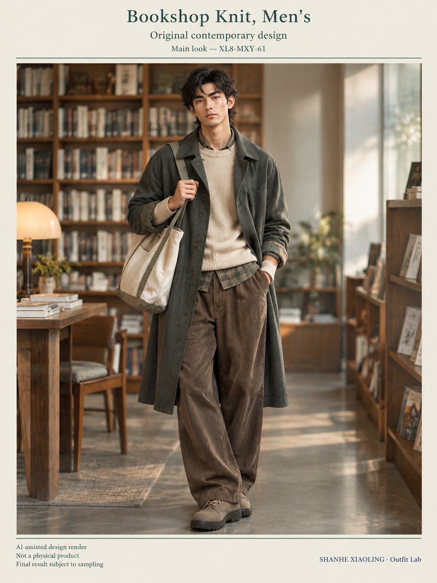 Bookshop Knit, Men's — Woven · Mixed — Cotton-linen · Wool · Twill · Yarn + cloth