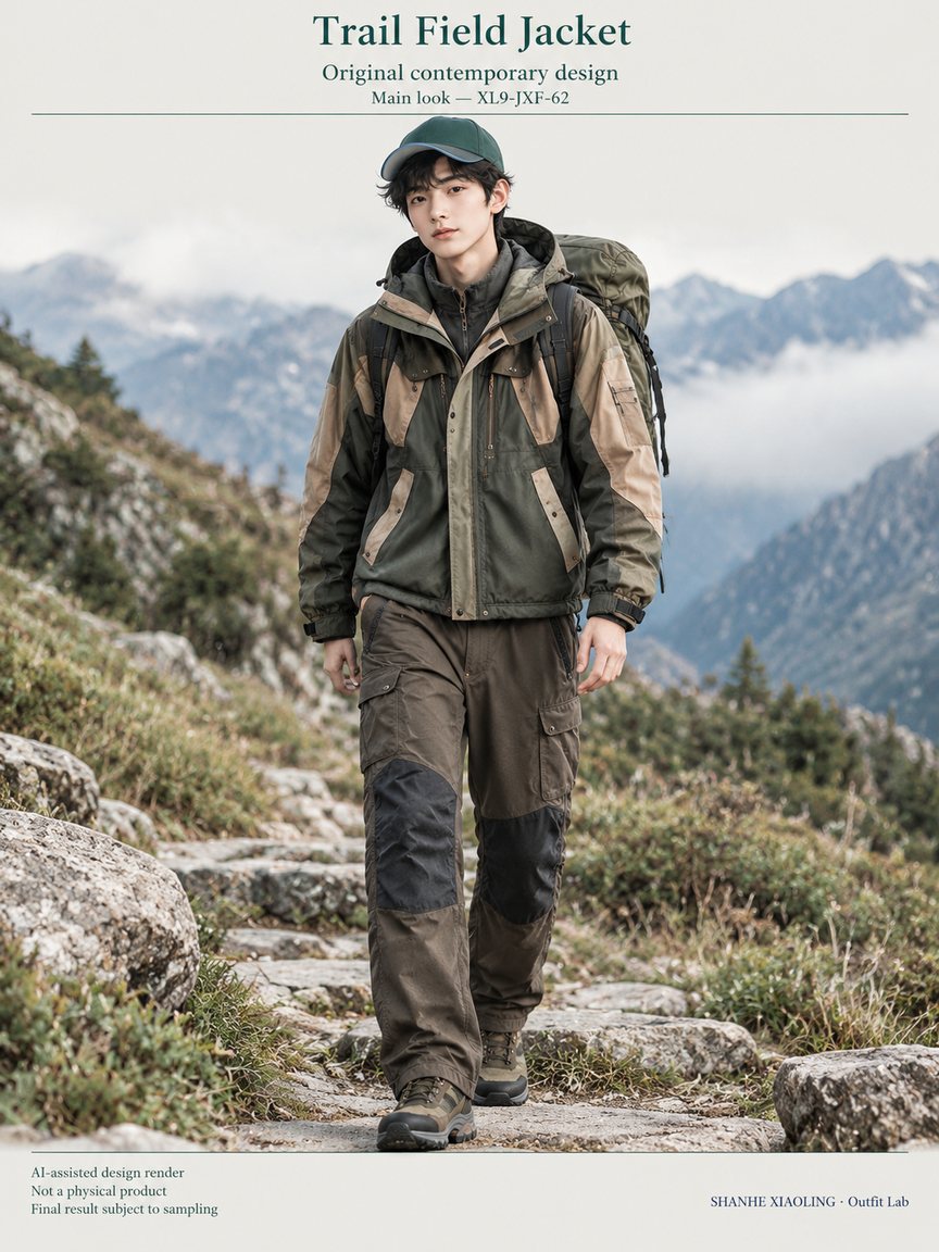 Trail Field Jacket — Woven · Quilted · Mixed — Cotton-linen · Wool · Twill · Yarn + cloth · Quilted cotton · Wadding
