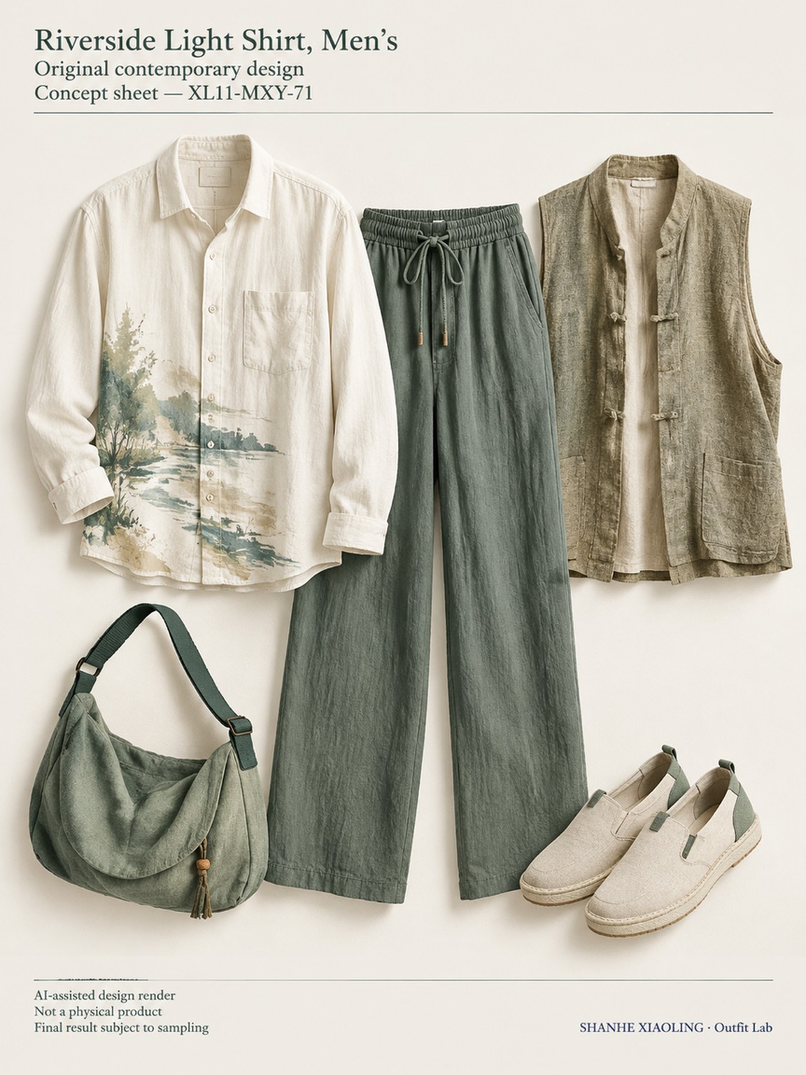 Riverside Light Shirt, Men's — Woven · Mixed — Cotton-linen · Wool · Twill · Yarn + cloth