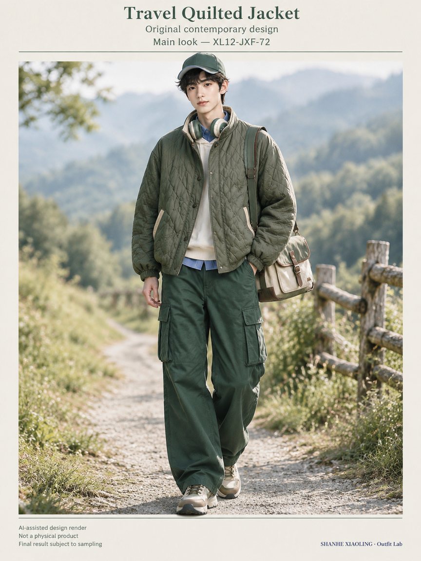 Travel Quilted Jacket — Woven · Quilted · Mixed — Quilted cotton · Wadding · Cotton-linen · Wool · Twill · Yarn + cloth