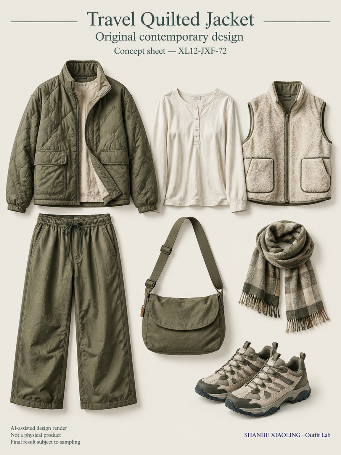 Travel Quilted Jacket — Woven · Quilted · Mixed — Quilted cotton · Wadding · Cotton-linen · Wool · Twill · Yarn + cloth