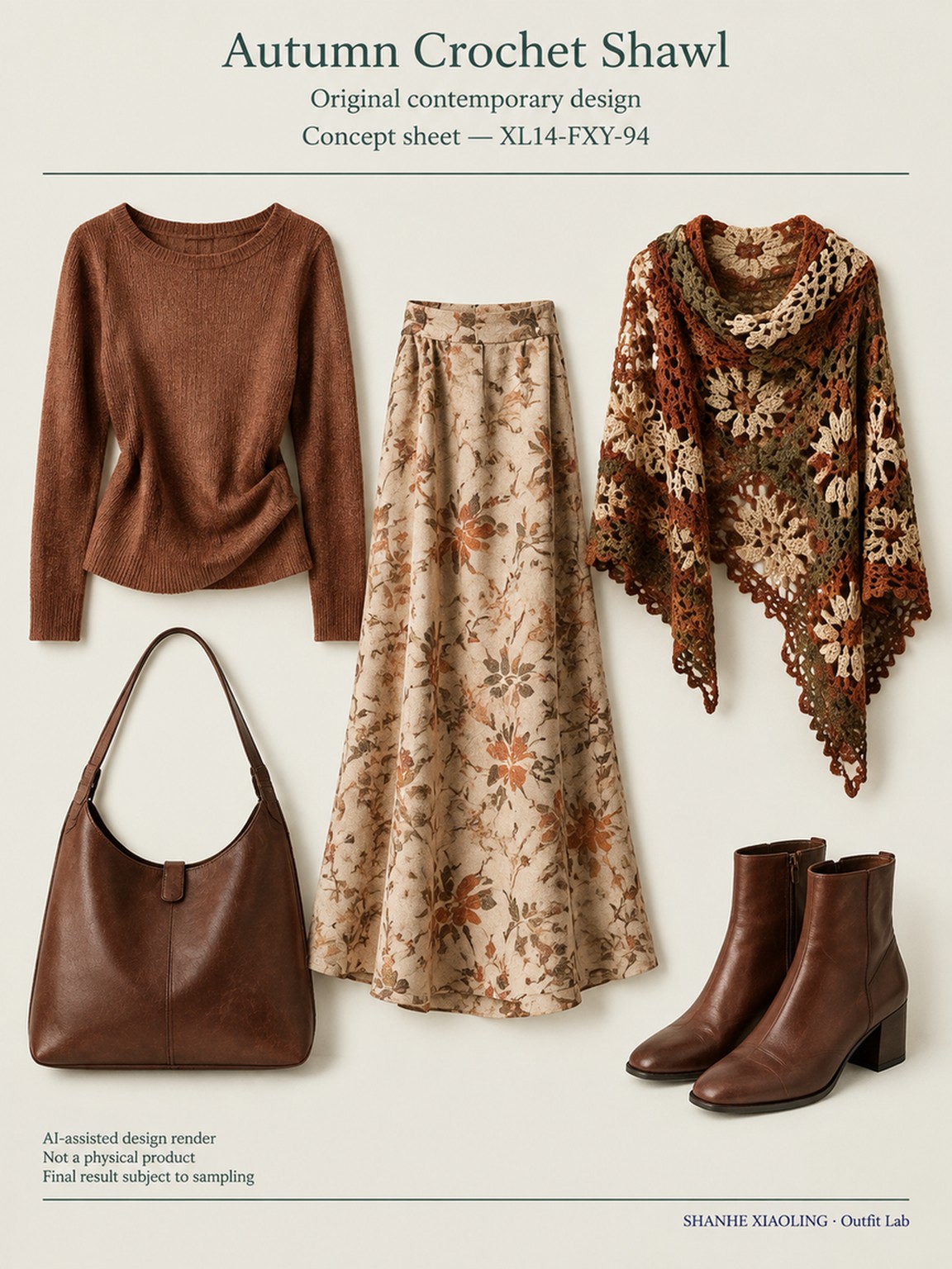 Autumn Crochet Shawl — Woven · Crochet · Lace/Gauze — Cotton-linen · Wool · Twill · Chunky yarn · Lace · Gauze