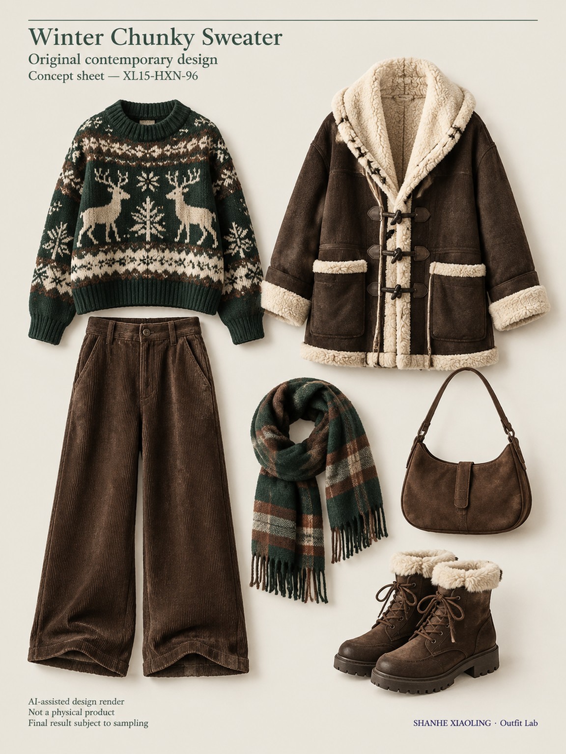 Winter Chunky Sweater — Woven · Crochet · Quilted — Chunky yarn · Cotton-linen · Wool · Twill · Quilted cotton · Wadding